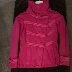 Lululemon Athletica Pink Pea Coat with Military-Inspired Design